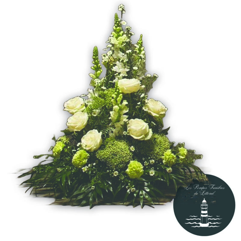 Coussin conique vert et blanc