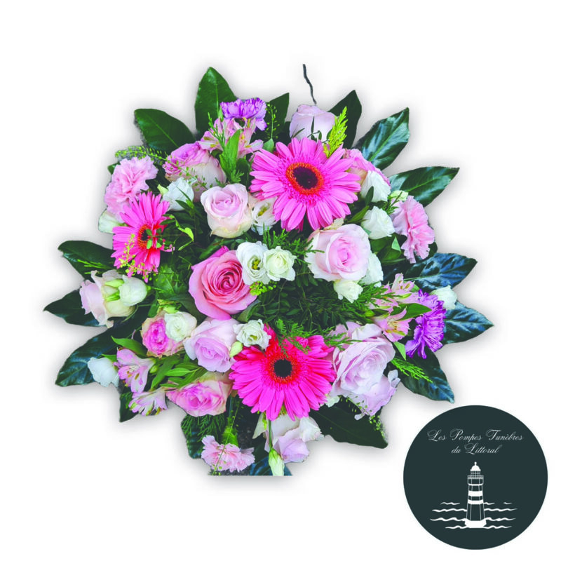 Coussin Rond Rose et Blanc