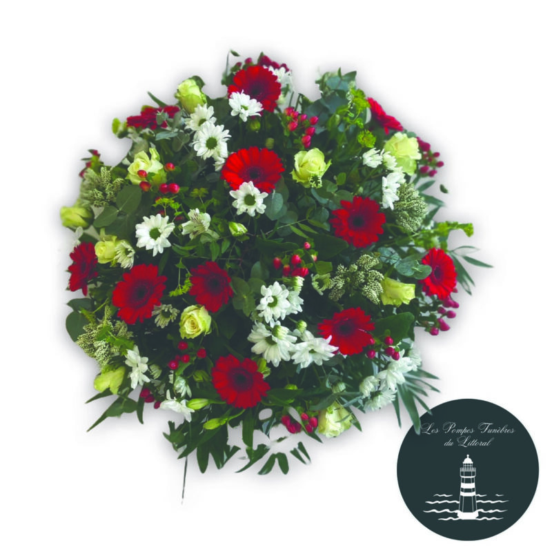 Coussin Rond Rouge et Blanc